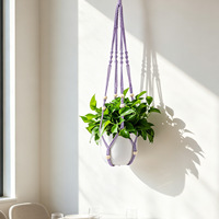 Porte-plante suspendu en corde de coton tissée à la main pour décoration murale