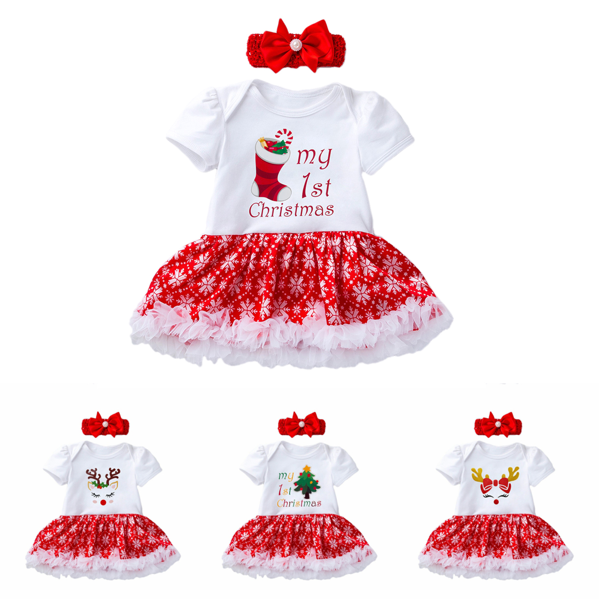 white christmas dresses Cute Christmas Dresses | Santa Double Ruffle Dress main image 0