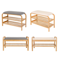 Banc à chaussures en bambou moderne et durable à 3 niveaux avec étagères de rangement pour salon et entrée