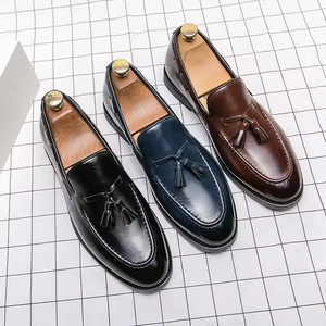Chaussures en cuir à bout pointu pour hommes, à enfiler, pour toutes les saisons, bureau, affaires, décontractées, antidérapantes, chaussures de travail - Product Image 6