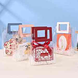 Hot Sale Wholesale Clear Plastic <b>Gift</b> Bags with Leather Handle Reusable Handbag Transparent PVC Plastic <b>Gift</b> <b>Wrap</b> Tote Bag - Product Image 2