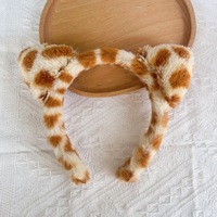 Ensembles de bandeaux imprimés animaliers pour femmes, motif léopard et tigre, en peluche, avec oreilles pointues et touffues, à pois et rayés, accessoires cadeaux Kawaii