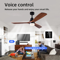 Interruptor de Panel de Vidrio Templado para Ventilador de Techo Inteligente Tuya, 220v/1000w, Temporizador, Compatible con Alexa, Control Remoto por Aplicación