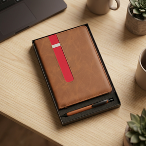 Juego de regalo de diario de hojas sueltas de cuero PU Premium con bolígrafo Tamaño A5 Cuaderno Banda elástica Logotipo personalizado Regalo corporativo de negocios - Product Image 3