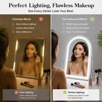 Grand miroir de maquillage LED arqué avec haut-parleur Bluetooth, 3 couleurs réglables, commande tactile, miroir de salon de beauté, vente en gros