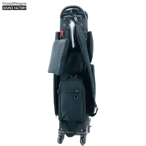Hoge Kwaliteit Custom Logo Golftas Odm Design Black Golf Nylon Materiaal Standtas Met Wielen Golftassen Voor Mannen