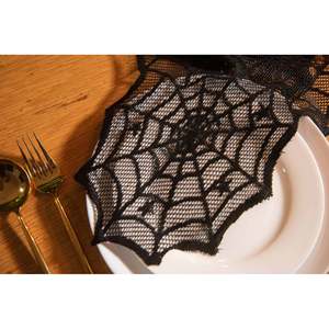 Halloween Black Spider Web Tablecloth Reusable Polyester Lace Mesh Decor For Home <b>Dining</b> Room Party Decoration - Product Image 3