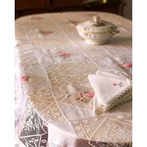 Mantel de Organza Europeo con Bordado de Flores y Servilletas con Volantes para Bodas, Eventos, Hoteles y Uso Diario - Product Image 2