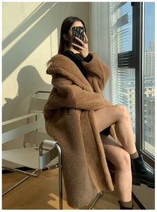 OUDINA alla moda semplice <span class=keywords><strong>Trench</strong></span> in lana tinta unita cappotto Casual da <span class=keywords><strong>donna</strong></span> - Product Image 5