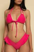 Op maat gemaakte dames halter bikini set van de fabrikant - geruite rokje onderdeel, tweedelig zwempak voor strand en zwembad