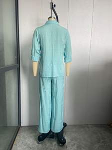 Set di biancheria da 100% 2 pezzi prodotti più venduti primavera autunno <span class=keywords><strong>pantaloni</strong></span> <span class=keywords><strong>camicia</strong></span> <span class=keywords><strong>donna</strong></span> abbigliamento <span class=keywords><strong>donna</strong></span> Casual urbano Plus Size due pezzi Set - Product Image 5