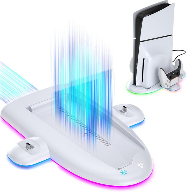 Hot Selling Multi-Function Cooling and Charging Dock Base Stand for PS5 Slim Game Console Controller