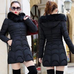 Abrigo Acolchado de Invierno para Mujer, Económico, Delgado, Cálido, con Capucha de Piel, Abrigo Largo Medio de Algodón para Mujer - Product Image 4