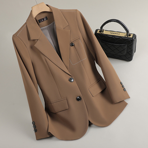 2025 New Spring and Autumn Collection Senior <strong>Grey</strong> Blue <strong>Women's</strong> Suit Jacket with Korean Temperament Casual Loose <strong>Blazers</strong> - Product Image 5