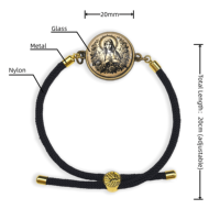 Bracelet Chrétien Étanche NFC RFID en Métal, Verre & Cordon en Nylon avec Musique & Verset Biblique 213 OEM/ODM Noir Sans Recharge