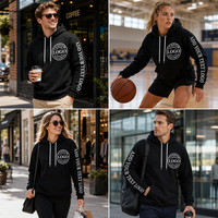 Sweat à capuche personnalisé avec badge sur la poitrine et service d'impression sur mesure, doté d'une poche kangourou et de poignets côtelés, logo personnalisable en usine
