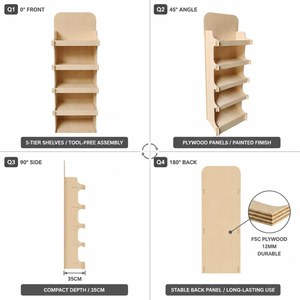Exhibidor de Madera de 5 Niveles Personalizado para Cosméticos y Cuidado de la Piel, Estante de Madera para Tienda, Fácil de Montar, Exhibición para Punto de <span class=keywords><strong>Venta</strong></span>, FSC - Product Image 3