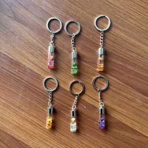 <b>Creative</b> <b>Gift</b> Glass Wishing Bottle Keychain with Artificial Flower Modeling - Product Image 3