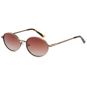 Unisex <b>Round</b> Metal <b>Frame</b> <b>Sunglasses</b> Brown Gradient Lenses 100% UV Protection Retro Casual Style for Adults - Product Image 1