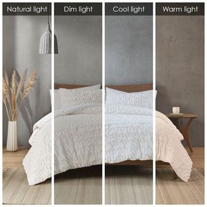 DB Super King Simple couette ensemble Floral solide tissé Technique Alternative fourrure froncé PVC pour printemps été hiver noël Pc - Product Image 2