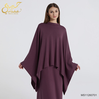 Ensemble 2 pièces Abaya pour femmes musulmanes, personnalisé en usine, collection 2026, comprenant un haut cape chauve-souris et une robe longue, ensemble coordonné islamique uni et modeste