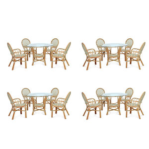 Ensemble de salle à manger ALBANY BISTRO de style antique fait à la main Table ronde en rotin d'Indonésie pour meubles de maison ou salle à manger - Product Image 4