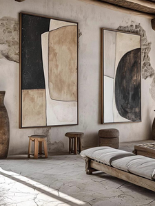 Personalizzare incorniciato naturale Beige marrone nero strutturato fatto a mano tela astratta arte della parete decorazione pittura a olio per la casa soggiorno - Product Image 4