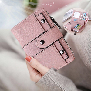 High Quality PU Leather Women's Classic <b>Wallet</b> Slim <b>Zipper</b> Closure Short Polyester Lining Hot Sales Patterned Men's <b>Wallets</b> - Product Image 1