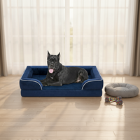 Lit orthopédique pour chien avec rebord, mousse alvéolée 25D, velours pelucheux, canapé apaisant pour grands chiens, imperméable et lavable