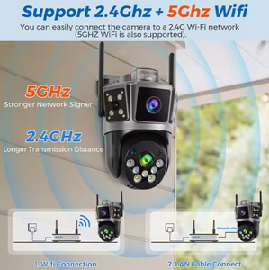 Kamera Wifi 5MP 6K Outdoor Lensa Ganda Tiga Layar Deteksi Gerakan Alarm Penglihatan Malam Warna Penuh Suara - Product Image 5