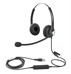 Top Sold Binaural Noise Cancelling Headphone USB Connector Call Center Headset With Microphone For Business Communication