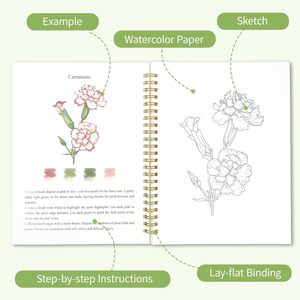 Kit di Pittura per Principianti con Libro da Colorare ad Acquerello, 12 Colori, per Adulti e Adolescenti, Esplorazione Artistica, Regalo, Fiori - Product Image 4