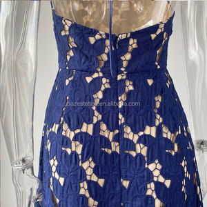All'ingrosso di fascia alta abbigliamento Premium OEM/ODM fabbrica boutique di lusso Broderie ricamato a schiena bassa elegante abito personalizzato donna - Product Image 3
