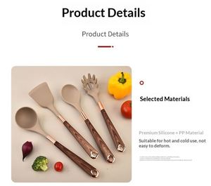 8 Piece <b>Silicone</b> Kitchen Utensil Set Non-Stick Cookware Kitchen Utensils Set Spatula Shovel with Wooden Handle - Product Image 5