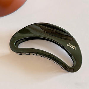 Nouvelle pince à cheveux coréenne demi-cercle épaissie de haute qualité, couleur unie vintage brillante et creuse pour cheveux épais, pince requin - Product Image 4