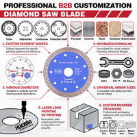 Mata Gergaji Berlian Turbo OEM 4 inci 4,5 inci 5 inci untuk Memotong Granit, Marmer, Porselen, Keramik, dan Ubin