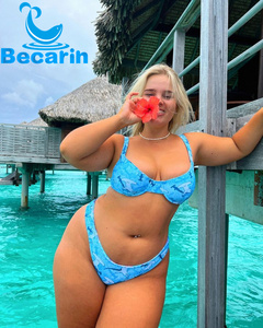 Bikini taglie forti personalizzato costume da bagno donna donna con stampa tropicale Bikini Push-up per ragazza paffuta - Product Image 2
