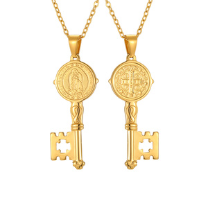 Collier avec pendentif en acier inoxydable 316L, Saint Benoît, Vierge de Guadalupe, protection religieuse, bijoux catholiques, cadeau - Product Image 1