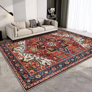 Alfombra de Pelo Corto con Diseño Persa a Precio Económico, de Poliéster Ecológico, Antideslizante, Apta para Mascotas, Alfombras de Vinilo para Salas de Estar y Comedores - Product Image 1