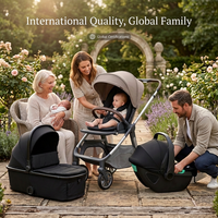 Poussette bébé pliable 3-en-1 Ningbo Youbei, légère, avec cadre en alliage d'aluminium, système de voyage compact, marron clair, personnalisable