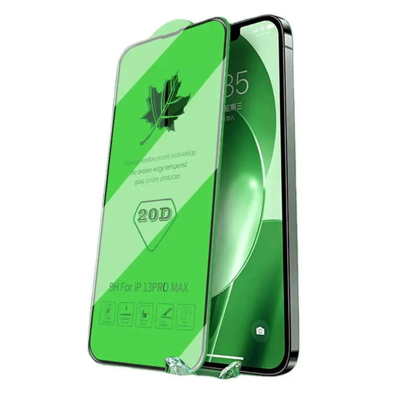 20D borda curvada claro cobertura total bordo de vidro folhas i telefone protetor de tela para iphone 14 13 pro max 15