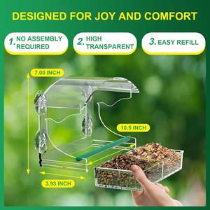 Chiaro acrilico uccello Pet <span class=keywords><strong>Feeder</strong></span> ciotola appesa all'aperto uccello selvatico animale alimentatori automatico materiale per l'applicazione di acqua cani - Product Image 4