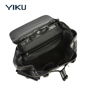 YIKU, mochilas de lujo de gama alta con relieve completo, mochila de gran capacidad, bolsas, mochila personalizada de cuero Pu vegano negro con logotipo - Product Image 4