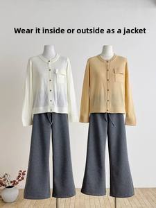 Cárdigan de Punto con Forro de Lana, Elegante y Moderno, con Cierre de Cordones, para <span class=keywords><strong>Mujer</strong></span>, para Usar Debajo de un Abrigo Dos en Uno, Primavera 2026 - Product Image 6