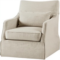 Fauteuil pivotant Martha Stewart London en bois massif et contreplaqué, style farmhouse, rembourré en mousse, base en métal, dossier solide, mobilier de maison moderne et classique