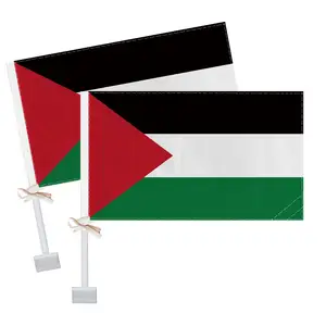 Hoge Kwaliteit Mini Polyester Digitaal Bedrukte Sublimatie Aangepaste Palestine Land Enkele Zijde 12X18Inch Autoruit Vlaggen