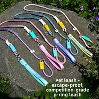 Laisse de dressage pour chien en corde réfléchissante rose avec poignée rembourrée, amortissante et anti-traction, pour chiens de petite et moyenne taille