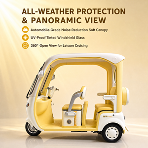 Triciclo Eléctrico de Pasajeros de 3 Asientos con Cubierta Impermeable, 1200W, para Jardín, Turismo y Resorts, Directo de Fábrica - Product Image 5