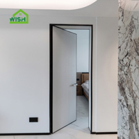 Cadre en aluminium mince moderne dalle porte étanche à peindre intérieur en bois massif pour chambre à coucher maison ouverture manuelle composite HDF