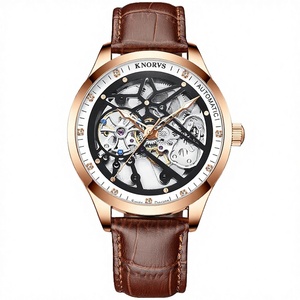 Nouvelle montre <span class=keywords><strong>mécanique</strong></span> squelette tendance KNORVS pour homme, mouvement automatique, réserve de marche, chronographe étanche, bracelet <span class=keywords><strong>en</strong></span> cuir de plongée - Product Image 4